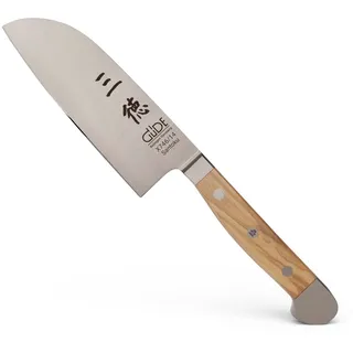GÜDE Solingen - Santoku Messer geschmiedet, 14 cm, Olivenholz, ALPHA OLIVE, Doppelkropf, Handmade Germany