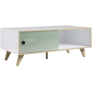 Boxxx Couchtisch , Grün, Eichefarben, Weiß Hochglanz , Kunststoff , rechteckig , konisch, eckig , 60x46x115 cm , FSC Mix , Stauraum, offenes Fach , Wohnzimmer, Wohnzimmertische, Couchtische, Couchtische eckig