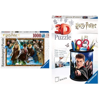 Ravensburger Puzzle 15171 - Der Zauberschüler Harry Potter - 1000 Teile Puzzle für Erwachsene und Kinder ab 14 Jahren, Harry Potter Fanartikel & 3D Puzzle 11154 - Utensilo - Harry Potter - 54 Teile