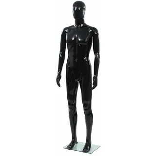 vidaXL Männliche Schaufensterpuppe mit Glassockel Schwarz 185 cm