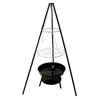 Schwenkgrill Ø 52,5 cm H Holz Kohle Grill Stahlgestell, Schwarz, 88 x 95 150 - Schwarz
