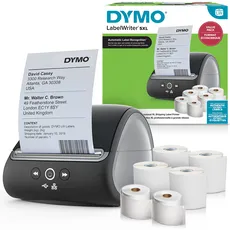 DYMO LabelWriter 5XL-Etikettendrucker & Etiketten | 2 x große LW-Versandetiketten (220 pro Rolle) & 4 x DHL Versandetiketten (140 pro Rolle) | Beschriftungsgerät ideal für Online-Händler | EU-Stecker