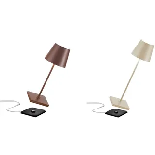 Zafferano Poldina Pro Mini Kabellose LED-Tischlampe Wiederaufladbar Touch-Dimmer 2700-3000K H30cm, Corten & Poldina Pro Kabellose LED-Tischlampe Wiederaufladbar Touch-Dimmer 2700-3000K H38cm, Sand