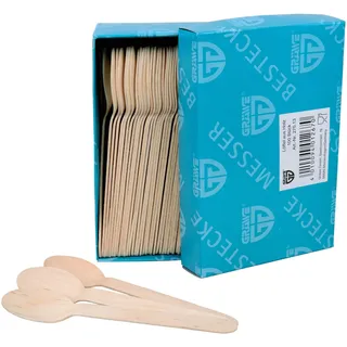 GRÄWE Einwegbesteck Holz-Löffel, 100 Stück, Holzbesteck, umweltfreundlich aus Holz, biologisch abbaubar