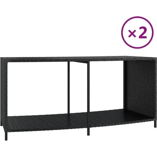 vidaXL Outdoor-Regale 2 Stk. Schwarz Poly Rattan - Schwarz