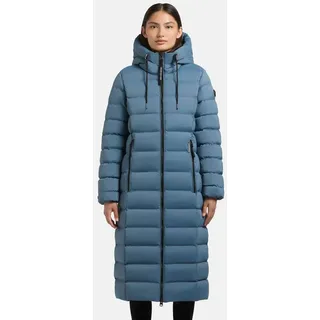 khujo Damen Langer Wintermantel warmer Steppmantel mit gefütterter Kapuze Simmie2 Cosmic Blue Gr. L - L