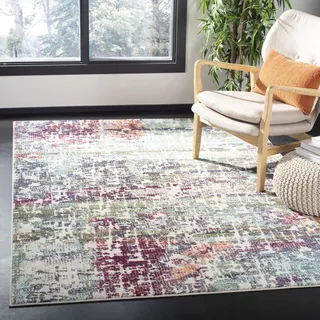 SAFAVIEH Zeitgenössische Teppich für Wohnzimmer, Esszimmer, Schlafzimmer - Madison Collection, Kurzer Flor, Blau und Grün, 122 X 183 cm