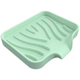 Seifenschale Silikon mit Ablauf, Seifenablage biegsam Seifenhalter rutschfest für Badezimmer Küche (Mint)