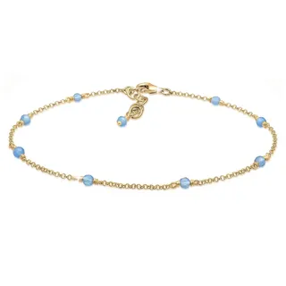 Elli Fußschmuck Damen Fußkettchen Strand Meer Kugel Blau in 925 Sterling Silber vergoldet