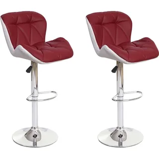 2er-Set Barhocker HWC-A92, Barstuhl Tresenhocker, höhenverstellbar Kunstleder bordeaux - Rot