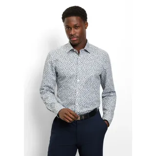 Langarmhemd OLYMP "Level Five", Herren, Gr. 41, N-Gr, weiß, Web, Obermaterial: 100% Baumwolle, normal, 2-Knopf-Manschette, Hemden Langarmhemd, Businesshemd, body fit, New York Kentkragen, florales Muster