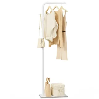 OUTBROS Metall Freistehend Garderobenständer, Jackenständer für Kleidung, Garderobe mit Haken, 180cm Modern kleiderständer Passend für EingäNge, Korridore, Hallen, Weiß