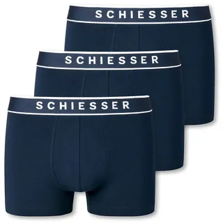 SCHIESSER Boxershorts Bio Baumwolle unifarben blau M 3er Pack