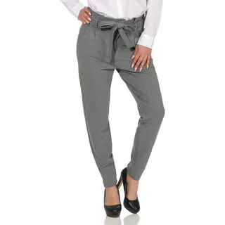VERO MODA Damen Vmeva Hr Loose Paperbag Pant Noos Ki Hose, Medium Grey Melange, XS EU