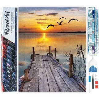 Figured'Art Diamond Painting Erwachsene 40x50cm Ganze Leinwand gerollt Dock auf dem See