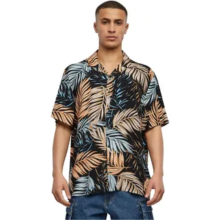 Urban Classics Herren Hemd Viscose AOP Resort Shirt, lässiges Hemd für Männer, mit floralem Print, palmfront, M