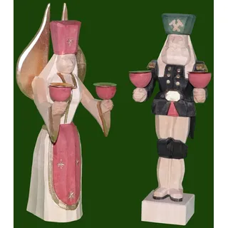 Engel und Bergmann klein braun Seiffen Weihnachten Erzgebirge NEU
