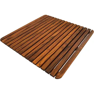 Nordic Style Premium Teak Dusch- und Badematte für den Innen- und Außenbereich – rutschfeste Holzplattform für Spa, Sauna, Pool, Whirlpool – Bodenbelag Dekor und Schutz (61 x 61 cm, geöltes Finish)