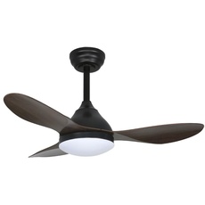 wonderlamp Cavil Mini-Deckenventilator, Ø 92 cm, LED, Schwarz + Holz, 20 W, mit Einschaltspeicher und CCT 3000-4000-6000 K