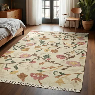 ELLE DECORATION Teppich »Kelim Violette« rechteckig 3 mm Höhe Jute, Baumwolle, Natur, Handgewebt, Kelim, orientalisch, Boho