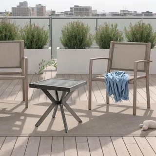 MODFU Wasserdichter Gartentische Stehtisch Quadratischer Beistelltisch aus Aluminium mit Hochtemperaturbeschichtung,für Außen,Dunkelgrau - Grau