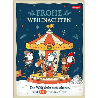 Sheepworld Adventskalender Motiv "Karussell" | Schoko-Adventskalender gefüllt mit insgesamt 75 g Schokolade, 26 cm x 25 cm | Kalender für Weihnachten, Geschenkidee | 51268