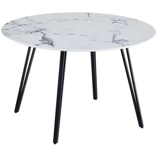 Livetastic Esstisch , Weiß , Metall, Holzwerkstoff , rund , Flachrohr , 120x76x120 cm , Esszimmer, Esstische, Esstische rund