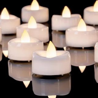 AMAGIC 12 Stück Flackernden Kerzen mit Timer, LED-Batterie betriebene Teelichter, elektrische Kerzen für Diwali Weihnachten, Build In 6 Stunden Timer, Warm White