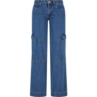 URBAN CLASSICS Damen TB6113-Ladies Low Waist Cargo Denim in blau Größe 36