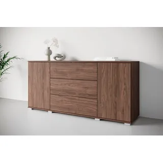 OTTO home Sideboard "Kenia, Kommode für das Schlafzimmer/Wohnzimmer" 1 Stk. tlg. Modernes Sideboard mit 3 Schubladen und 4 Fächern, Breite 150 cm, villa nussbaum