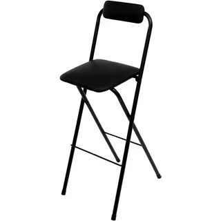 2er Set Klappbarer Barstuhl mit 75 cm Sitzhöhe, platzsparend und stabil, Barhocker mit Rückenlehne, tragbar für Outdoor und Indoor, Stahlgestell, max. Belastung 125 kg