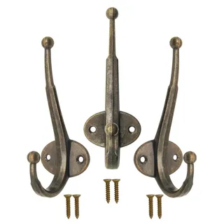 Fuxxer Garderobenhaken Gusseisen Wandhaken Kleiderhaken Vintage 3 Stück Bronze Antik