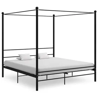 vidaXL Himmelbett Schwarz Metall 180/200 Cm , Holz , 180x200 cm , Schlafzimmer, Betten