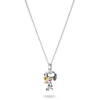 THOMAS SABO Kette mit Anhänger "THOMAS SABO x Peanuts Kette Snoopy Pavé" mit Zirkonia (synth.), silberfarben, gelbgoldfarben, schwarz, rot