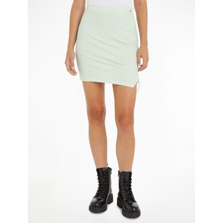 Tommy Jeans Minirock »TJW GATHERING RIB MINI SKIRT«, Webrock mit Tommy Jeans Flagge, grün