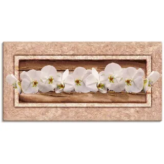Artland Leinwandbild "Weiße Orchideen braun gold" Blumen 1 Stk. tlg. auf Holzrahmen gespannt, farbe bild(er): weiß