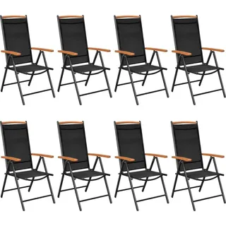 vidaXL 9-tlg. Garten-Essgruppe Aluminium Schwarz - Schwarz