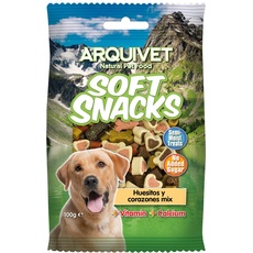 ARQUIVET Weiche Snacks Knochen und Herzen Mix 100 g für Hunde - Snacks, Leckereien, Leckereien, Leckereien und Belohnungen für Hunde - Nahrung zur Ergänzung Ihrer Ernährung