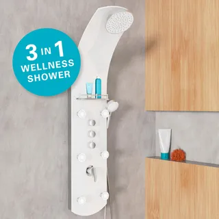 eisl Duschpaneel KARIBIK, Wellness Duschsystem mit Armatur und Regendusche, Duschset aus Sicherheitsglas Weiß - Weiß