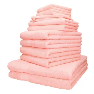 Betz Palermo Handtuch-Set 12-teilig – 100% Baumwolle – Oeko-TEX® Zertifiziert – extra saugfähig & weich – hohe Grammatur – Duschtücher, Handtücher, Gästetücher & Waschhandschuhe Farbe apricot
