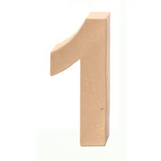 Glorex  Glorex 6 2029 131 - Papp - Zahl 1, aus brauner Pappe, ca. 17,5 X 5,5 cm groß, zum bemalen und bekleben, für Serviettentechnik und Décopatch, ideal als Dekoration, Natur