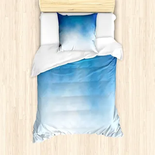 ABAKUHAUS Blau Bettbezug Set für Einzelbetten, Weiße Wolke im klaren Himmel, Milbensicher Allergiker geeignet mit Kissenbezug, Weiß Blau - Blau