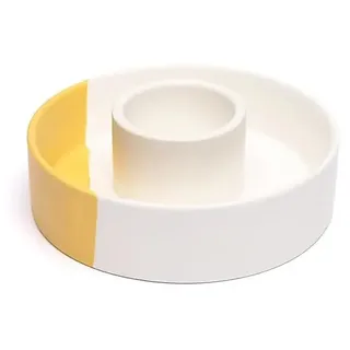 Keramik-Räuchergefäß Weiß/Ocker – 12 x 3,5 cm
