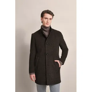 Kurzmantel BUGATTI, Herren, Gr. 58, braun (cognac), 46% Polyester, 36% Wolle, 9% Baumwolle, 6% Viskose, 3% sonstige Fasern, unifarben, slim fit, normaler Saum, Mäntel Kurzmantel, mit Stretchfunktion