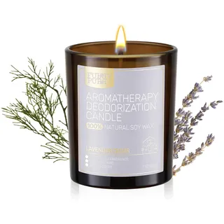 Furry Purr Duftkerze im Glas für Hunde & Katze, Haustier Geruch Eliminator Kerze, Handgemacht aus Sojawachs, Lavendel Zeder Duft, Valentinstag Geburtstagsgeschenk, Bis zu 60 Stunden Brenndauer, 200g