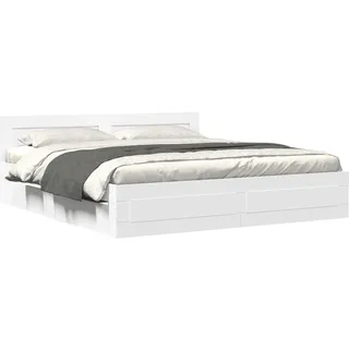 vidaXL Bettgestell mit Kopfteil ohne Matratze Weiß 180x200 cm - Weiß