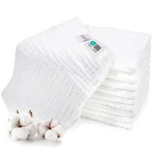 Makian Mullwindeln - 35x50cm, Oeko-TEX® Standard 100 zertifizierte Premium Qualität - Spucktücher in Premium Qualität - 4-lagige Stoffwindeln/Mulltücher - Weiß