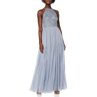 Abendkleid Pailletten Cocktailkleid Damen Tüllkleid Kleid Nackenband Abendkleid Elegant für Hochzeit Brautjungfernkleid