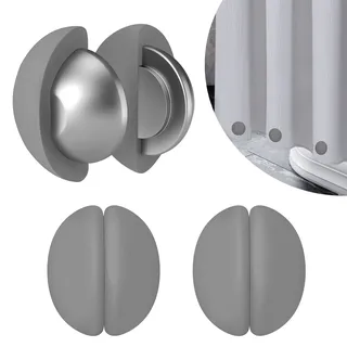 VANZAVANZU Duschvorhang Gewichte, Rostfrei, Duschvorhangmagnete mit Silikonbeschichtung Gegen Wegwehen durch den Wind 3 Paar, Grau