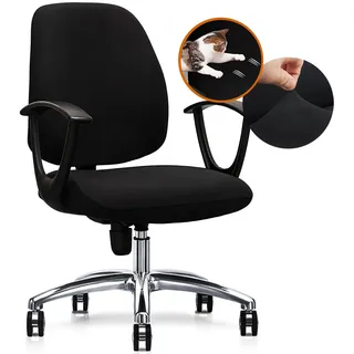 FYTXSZ Stuhlbezug für Bürostuhl Sitzfläche, Stretch Stuhlbezüge für Schreibtischstuhl, Abnehmbare Waschbare Hussen für Stühle als Schutz vor Staub und Abnutzung 2er Set (Schwarz)